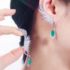 Zircons Luxury Full Cubic Zirconia Pave Popular Big Long Drop Feather Wing Ear Cuff Earrings For Women