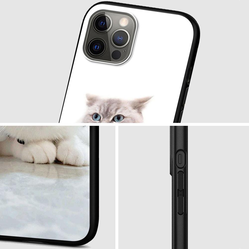 Cute Cat Black Case For Apple Iphone 11 13 12 Mini 14 Pro Max Xr 7 8 +Se 2020 Xs 6 6s Plus 5 5s Silicone Phone Cover Cartoon