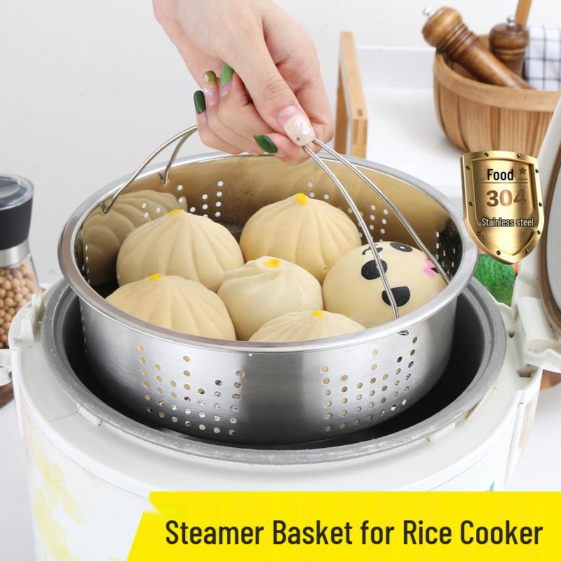304 Stainless Steel Steamer Basket for Rice Cooker - Fine Hole Steaming Tray with Inner Rack and Layered Accessories for Electric Pressure Cookers