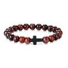Prayer Men Natural Stone Wood Beads Rosary Hematite Cross Bracelets Onyx Meditation Bracelet Women Yoga Zircon Homme Pulsera
