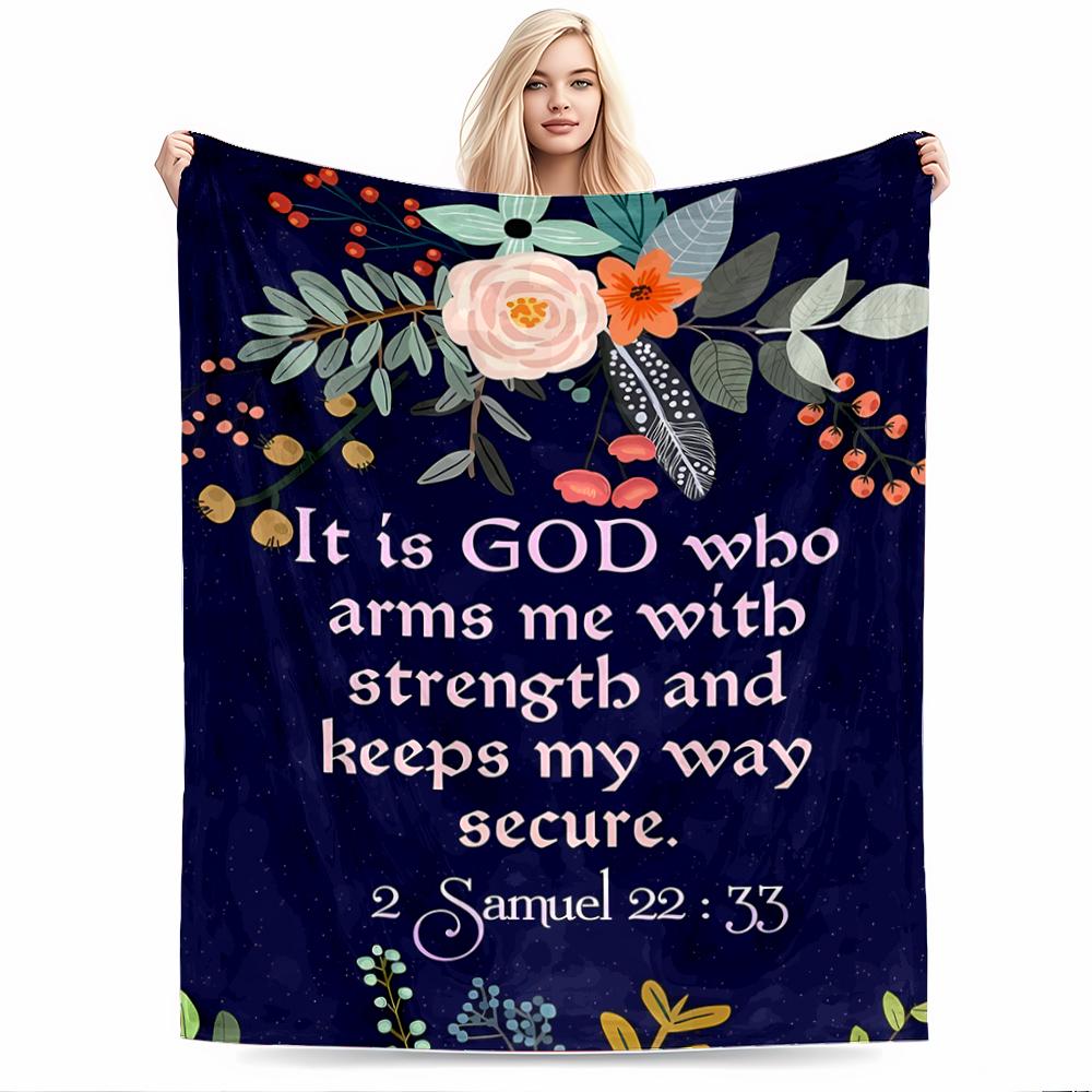 Floral Bible Verse Design Flannel blanket for bedroom, living room, sofa, and nap