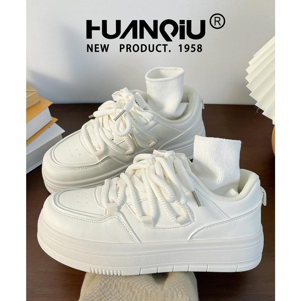 2025 Women's Thick-Soled White Canvas Sneakers - Autumn Hot Style, Versatile for Students