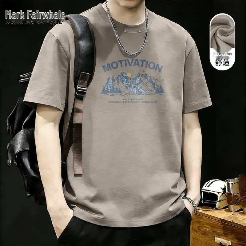 Mark Hua Fei Men s Retro High Street Cotton T-Shirt M
