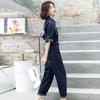 Denim jumpsuit women's summer new European fashion design sense temperament slim and thin pants tide