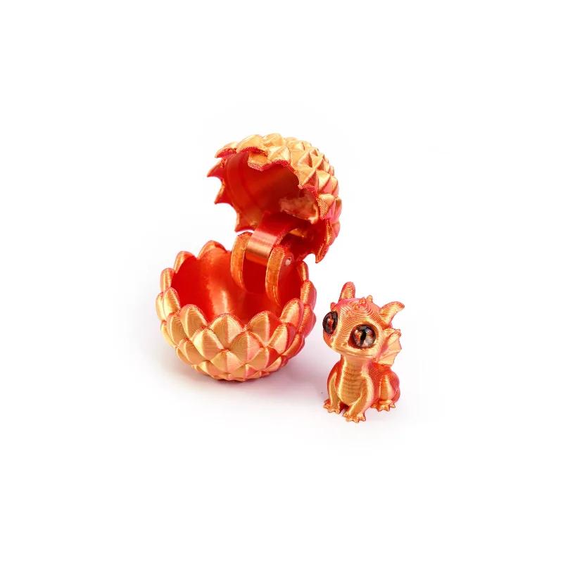 Q Version Creative 3D Printable Hatchable Mini Dragon Egg Set Hatchling Model Halloween Easter Gifts & Desktop Decorations