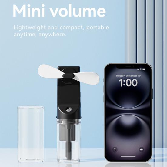 Handheld Spray Fan with Powerful Motor Strong Airflow 4 Speeds Low Noise Rechargeable Personal Small Pocket Fan