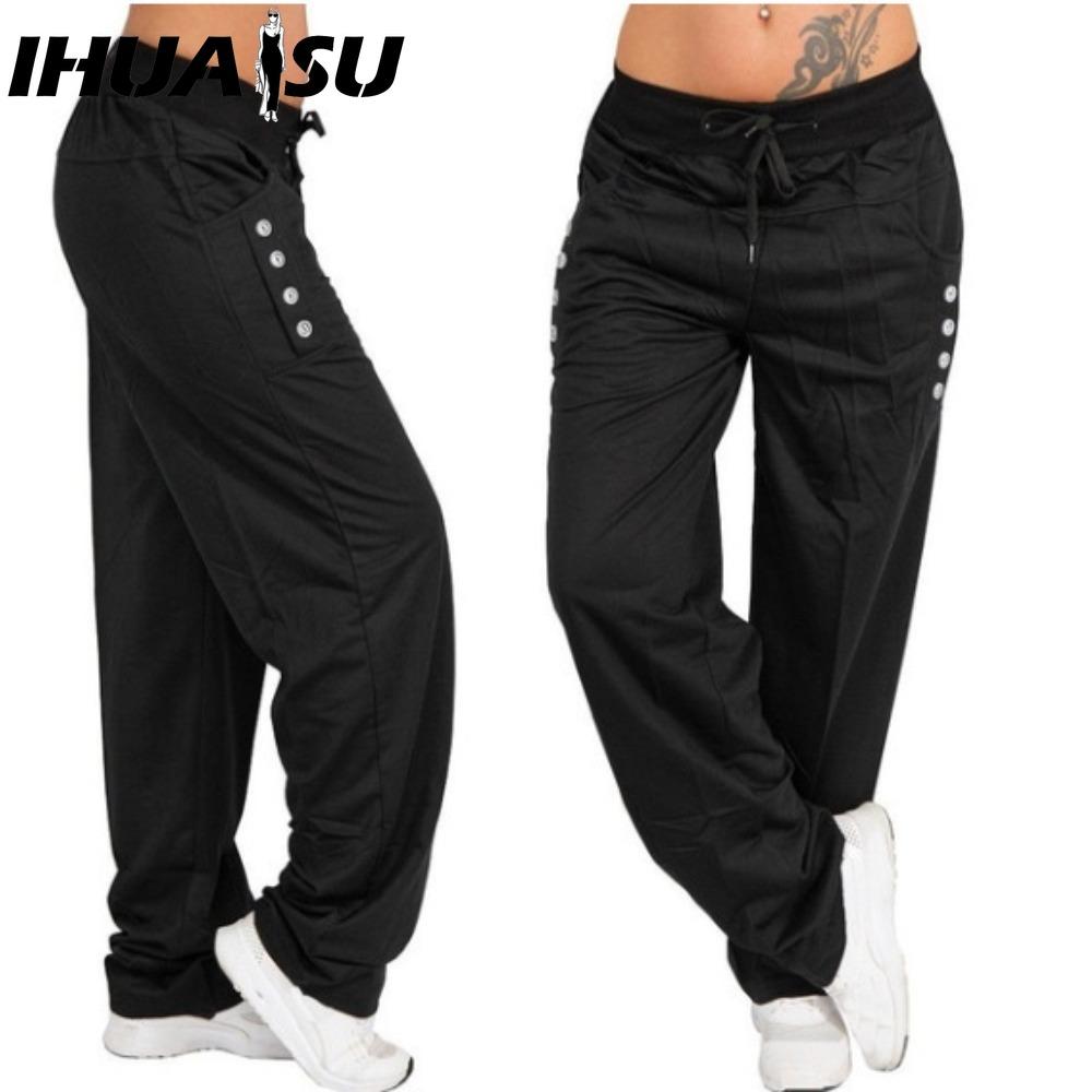 

IHUASU Жіночі Модні Повсякденні Однотонні Штани та Капрі з Принтом XXXXXL чорний