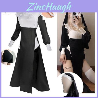 Sultry Chowbie Nun Cosplay Costume With Cross For Halloween