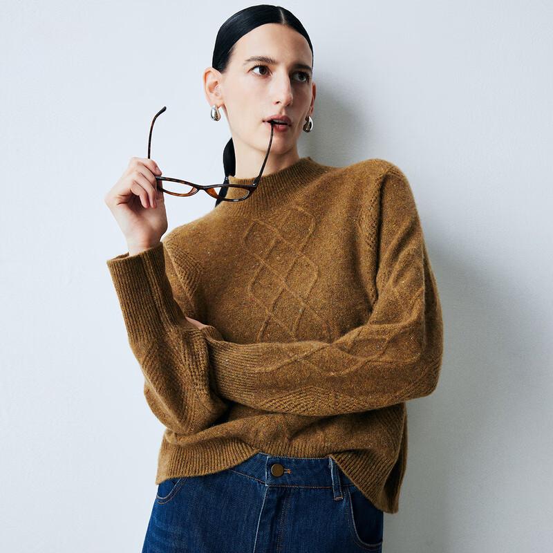 Palou Women's Winter Half-High Neck Cashmere Cable Knit Sweater