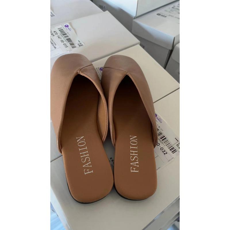 

Баотоу Большие женские полушлепанцы Летние женские сандалии на плоской подошве С квадратным носком Мюли 43 хаки