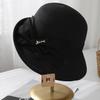 2025 Summer New Woven Basin Hat Fashion Crimped Sun Hat Satin Bow Summer Sun Hat