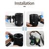 Anti-slip 2 in 1 Baby Stroller Cup Holder Adjustable Rotatable Kids Cup Stand Easy To Install Black