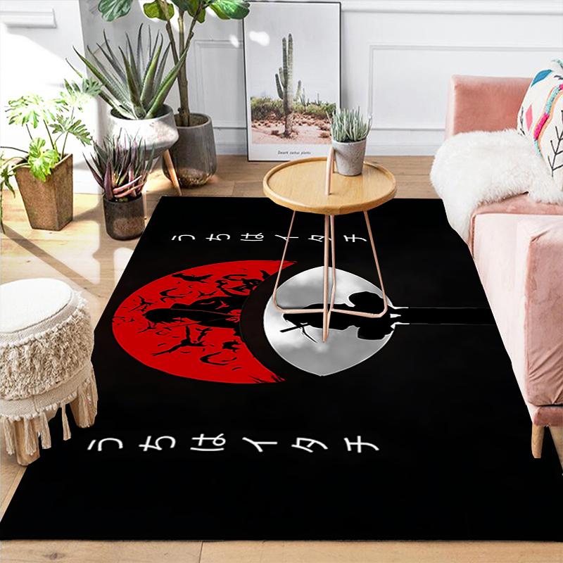 1Pc Uchiha Itachi Crow Silhouette Printed Flannel Rug Soft Non Slip Carpet for Bedroom Living Room Office Floor Outdoor Home Decor Xmas Gift Q1585