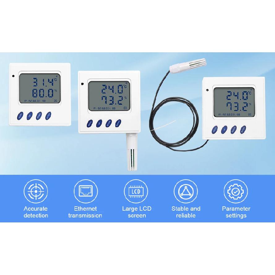 Ethernet temperature and humidity transmitter supports TCP/UDP/SNMP protocol and Poe power supply with External sht30 sensor