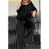 Women's 2 Piece Velour Tracksuit Hoodie Top & Wide Leg Pants Casual Loungewear Set