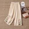 Women's Embroidered Wide-Leg Summer Pants - Retro Loose Fit