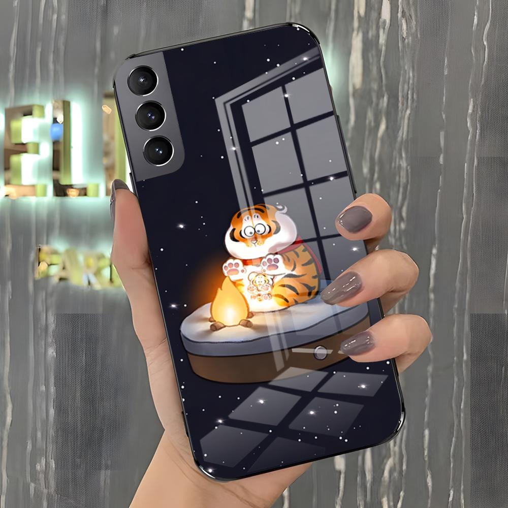 Funny Fat Tiger Phone Case For Samsung S26 S25 Plus S20 S20 Plus S22 Ultra S23 FE S21 Plus S21 Ultra Glass Cover