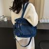 Denim large-capacity tote bag women's 2025 new casual commuter shoulder bag fashionable texture messenger bag