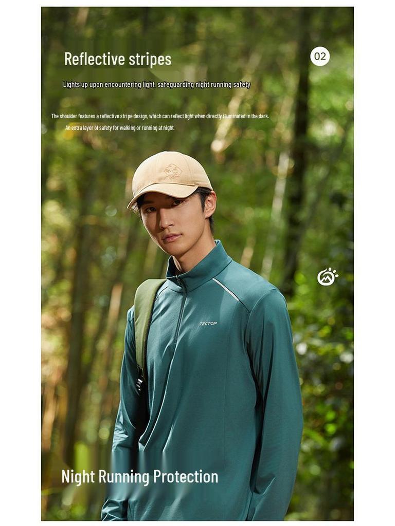 YX-2023 Autumn/Winter Quick-Dry Couple's Stand Collar Long-Sleeve T-Shirt with Thin Fleece - High Elasticity Men's Style