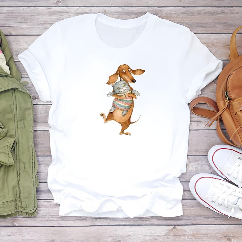 Cute Printed T-shirt, Trendy Short-sleeve Style, Perfect for Women's Summer.