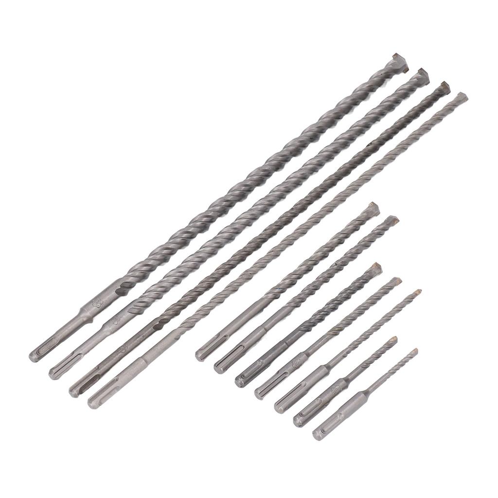 11Pcs Hammer Drill Bit Cemented Carbide High Speed Chip Removal Electric Hammer Drill Bit Set