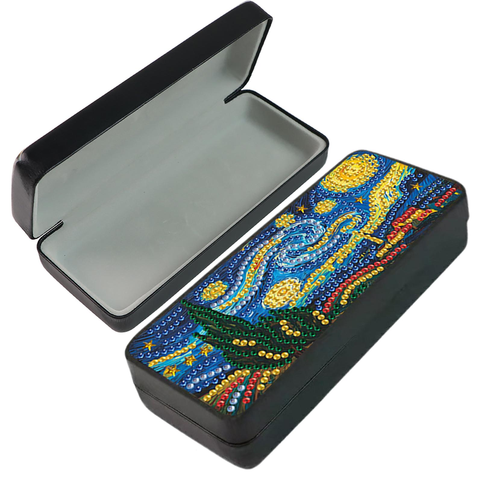 

ПУ Стразы Чехол для хранения очков Искусство и ремесла Алмазная живопись Коробка для очков при дальнозоркости для ежедневных поездок на работу, путешествий, переноски