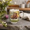Durable Glass Drinkware 350ML Hand-painted Highland Cow Glass Cattle Coffee Mug Decorative Wine Glasses with Handle Heat-Resistant Tea Milk