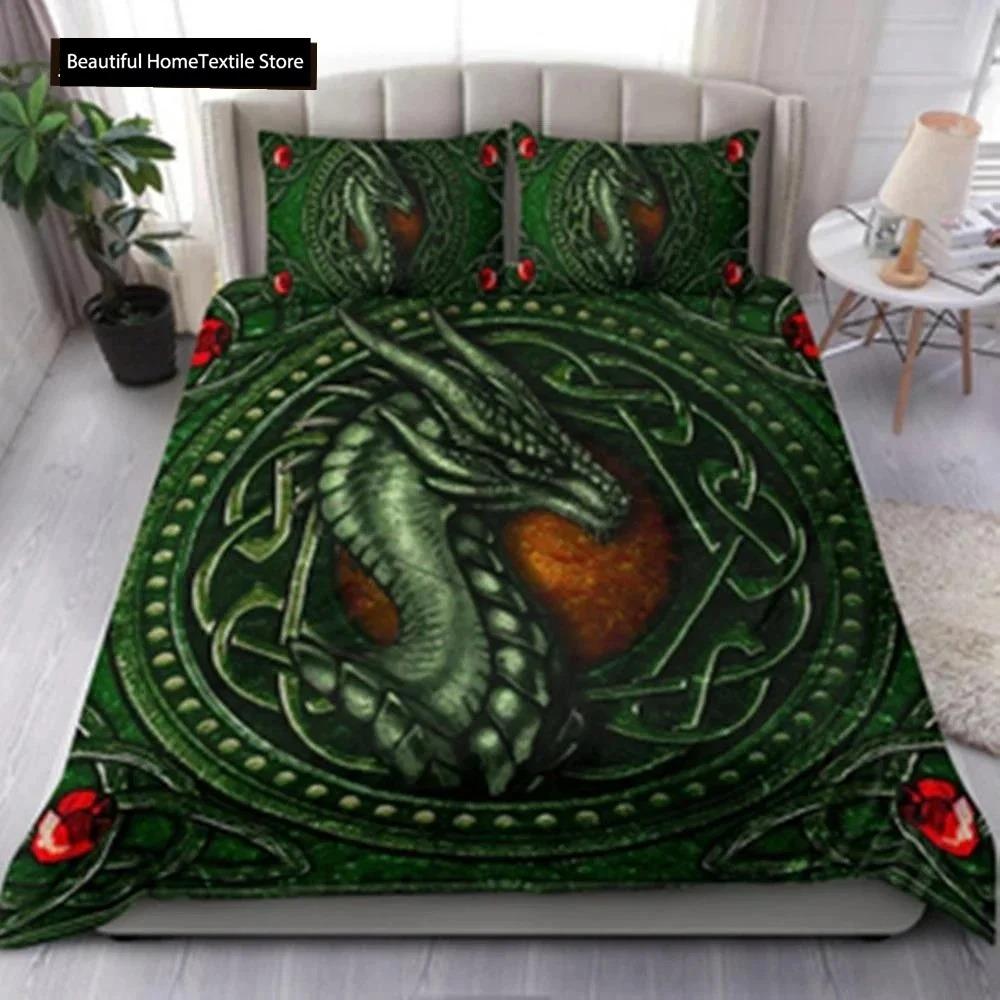 Dragon Printed Duvet Cover King Queen Western Magic Dragon Bedding Set Teen Adults Ancient Mythical Animal Polyester Quilt Cover