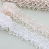 White 1Yard Lace Pleated Ruffles Applique Embroidery Fabric Ribbon Trim Diy Dress Apparel Headwear Decorative Sewing Supplies