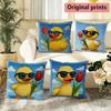 Capas Quadradas de Almofada com Estampa de Pato e Tulipa Fofa Capa de Almofada Adequada Para Sofá Quarto Carro Capa de Almofada
