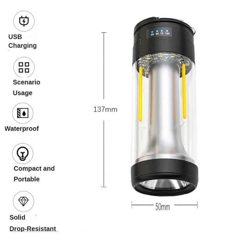 Multi Functional Camping Light, Outdoor LED Portable Handheld Light, Red Magnetic Work Light, Strong Flashlight