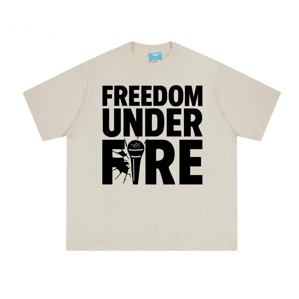 FREEDOM UNDER FIRE Tee American Charlie Kirk 100%Cotton High Quality Tee-shirt Sleeve Grunge Summer O-neck Female/Male Tees