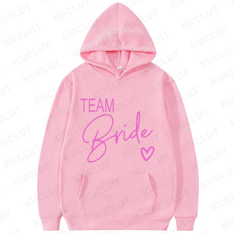 Team Bride Matching Hoodies Women Soft Casual Bridesmaid Bachelorette Party Gift Hooded Sweatshirts Wedding Group Outfits Tops
