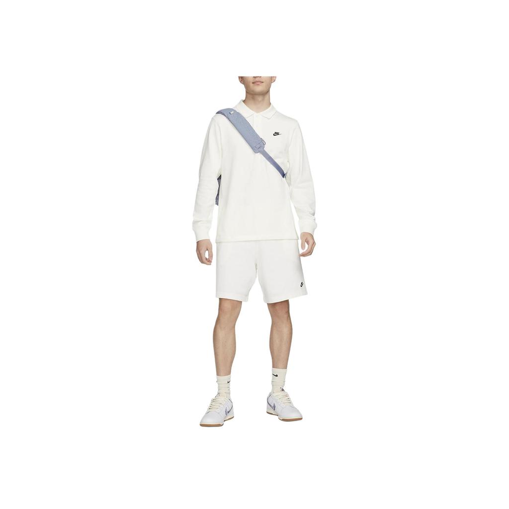 Nike Solid Color Letter Embroidered Knitted Long Sleeve Polo Shirt Men tops White FQ3418-133