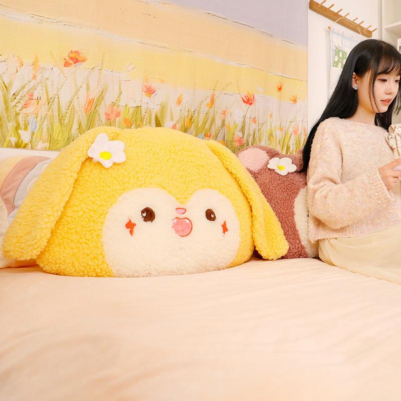 Plush Girl Bed Pillow With Embroidered Cartoon Pattern For Home Decor And Comfort