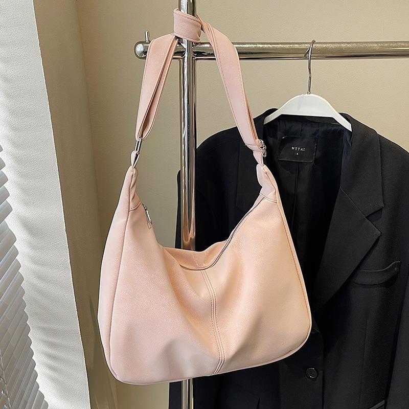 Niche cream soft waxy tote bag casual versatile student commuting large-capacity messenger bag woman