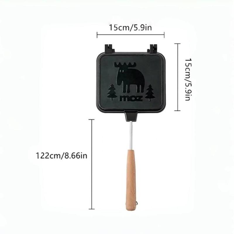 Sandwich machine, double-sided non stick Panini frying pan, with a hand stove, aluminum flip baking tray, breakfast waffles.