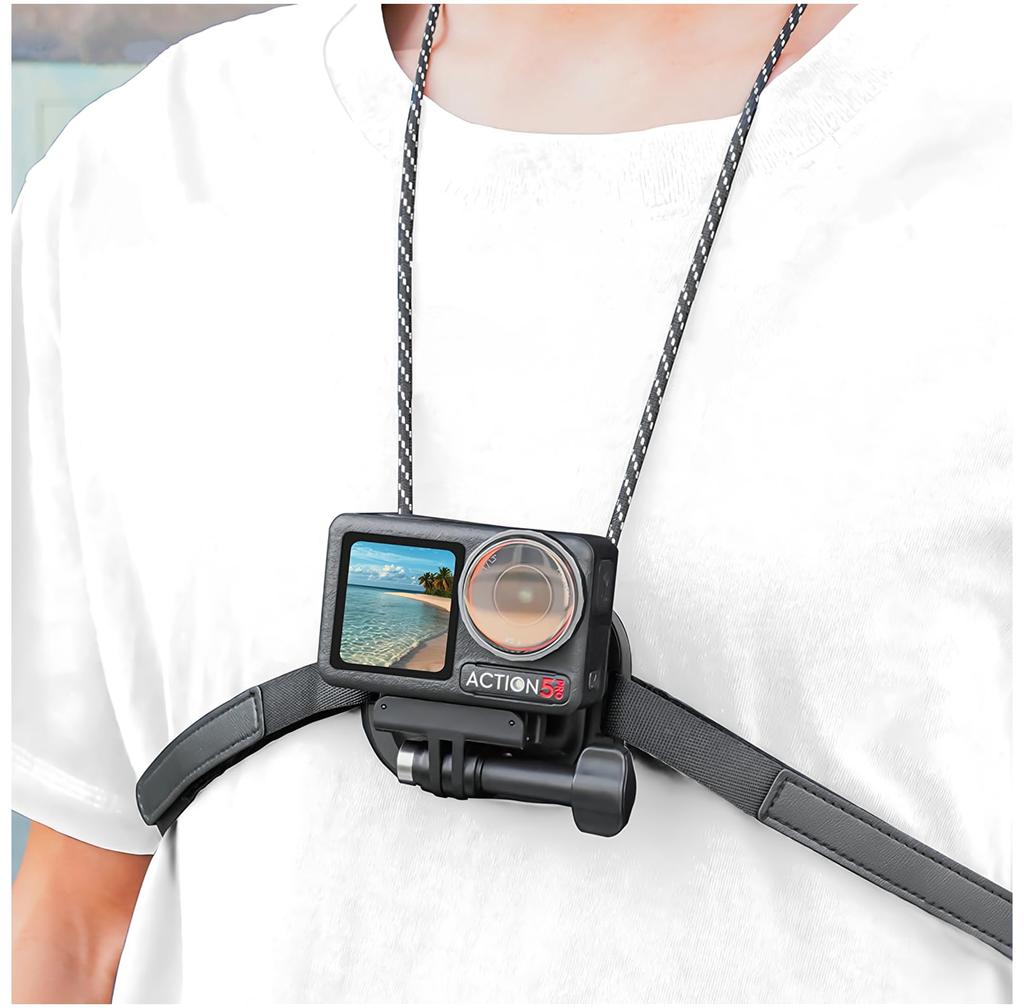 SHEAWA Magnetic Camera Neck Mount with Chest Strong Magnet for DJI Osmo 5 Go and Other Action Horizontal and Vertical Adjustable Stable Mount Adapter