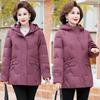 White Down Jacket for Middle-aged and Elderly Women, Plus-size Padded Hooded Loose Coat for Grandma In Her 60s.