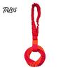 Durable Dog Tug Toys Bungee Toy, Woven Ring with Long Handle, Interactive Chew Teeth Tear Resistant Cleaning Toy for Medium Large Dogs, Dental Care of