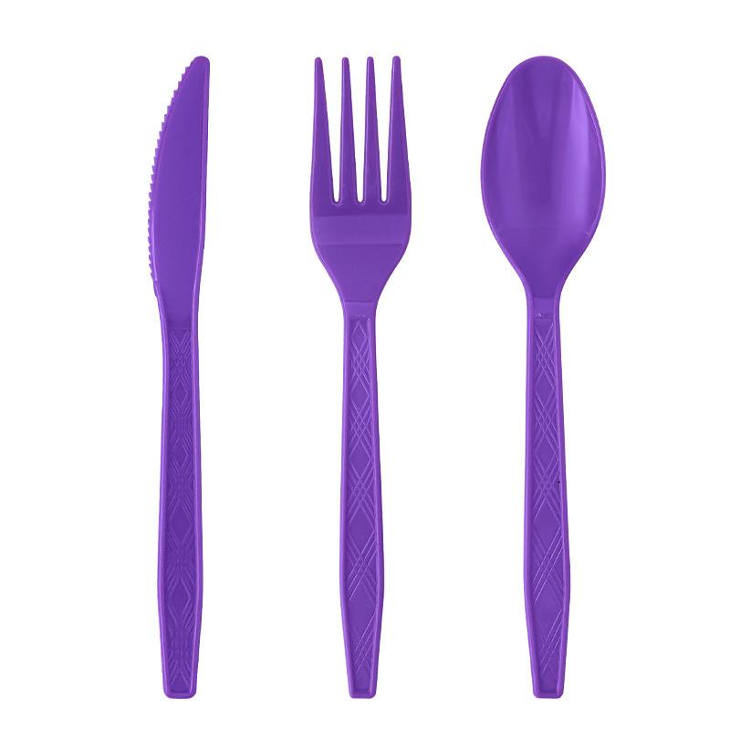Spot Purple Paper Plate Paper Cup Paper Towel Tablecloth Knife Fork Spoon Outdoor Camping Birthday Party Disposable Tableware
