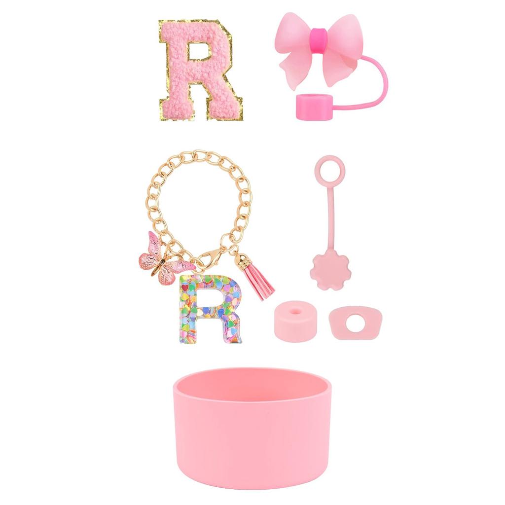 7pcs Cup Accessories Set for Stanley 30oz 40oz Tumbler Straw Cover Cap Boot Spill Proof Stopper Letter Keychain Charm Sticker