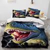 3D Cartoon Dinosaur Illusion Comforter Bedding Set,Duvet Cover Bed Set Quilt Cover Pillowcase,Queen Bedding Set for Child Gift