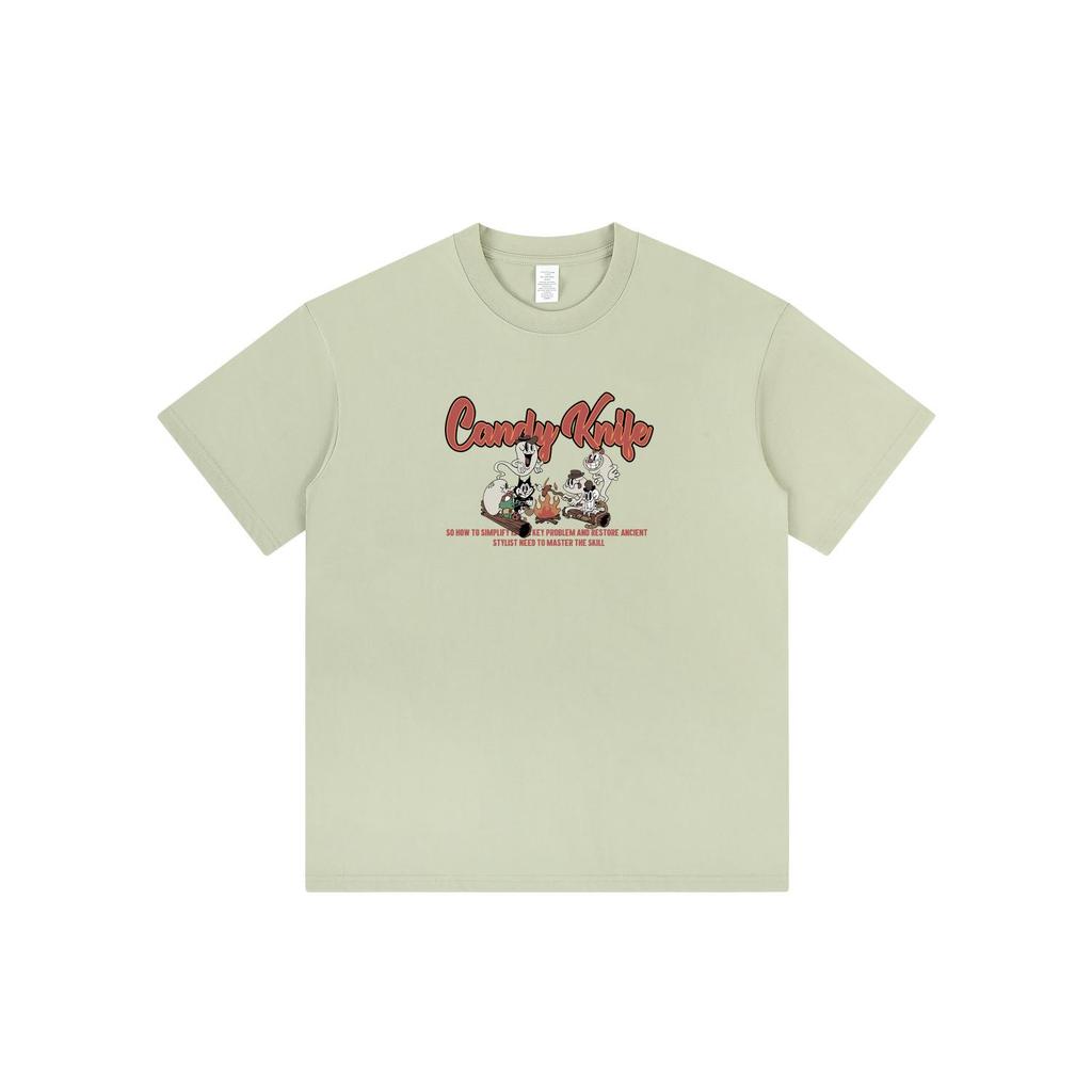Retro Cartoon Print Short Sleeve Unisex T-Shirt - Pure Cotton, Stylish Summer Fashion