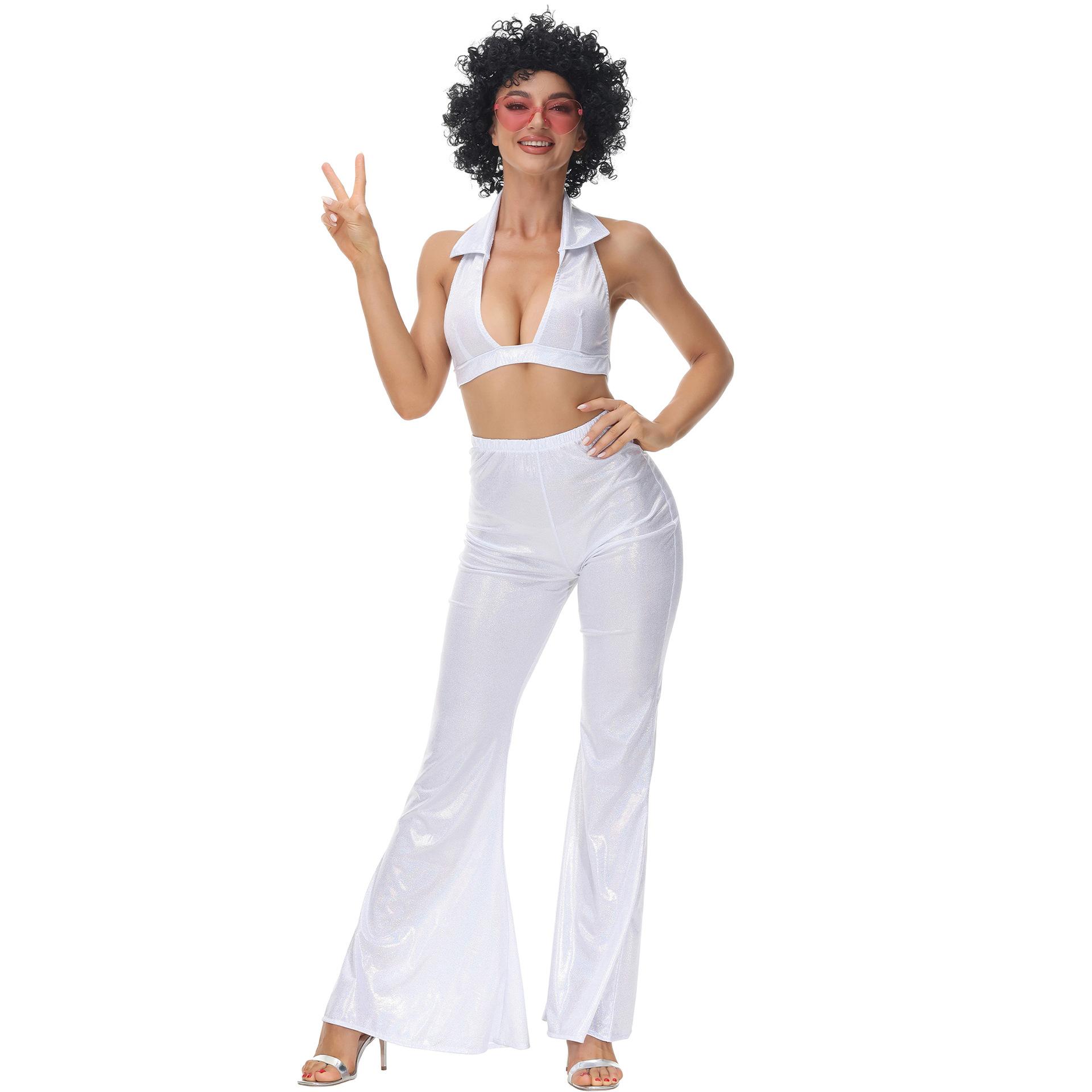 

Женские винтажные диско-формы 80-х, косплей-костюмы на Хэллоуин, костюмы для шоу и выпускного M белый