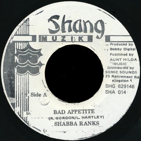 

7-дюймовая пластинка SHABBA RANKS Bad Appetite SHA014 Ямайка Регги Ска Даб Б/У