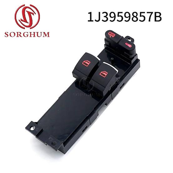SORGHUM 1J3959857A Red Green Chrome Power Window Switch For VW Bora Golf Jetta MK4 Passat Seat For Skoda Fabia Octavia 1J3959857 With chrome red
