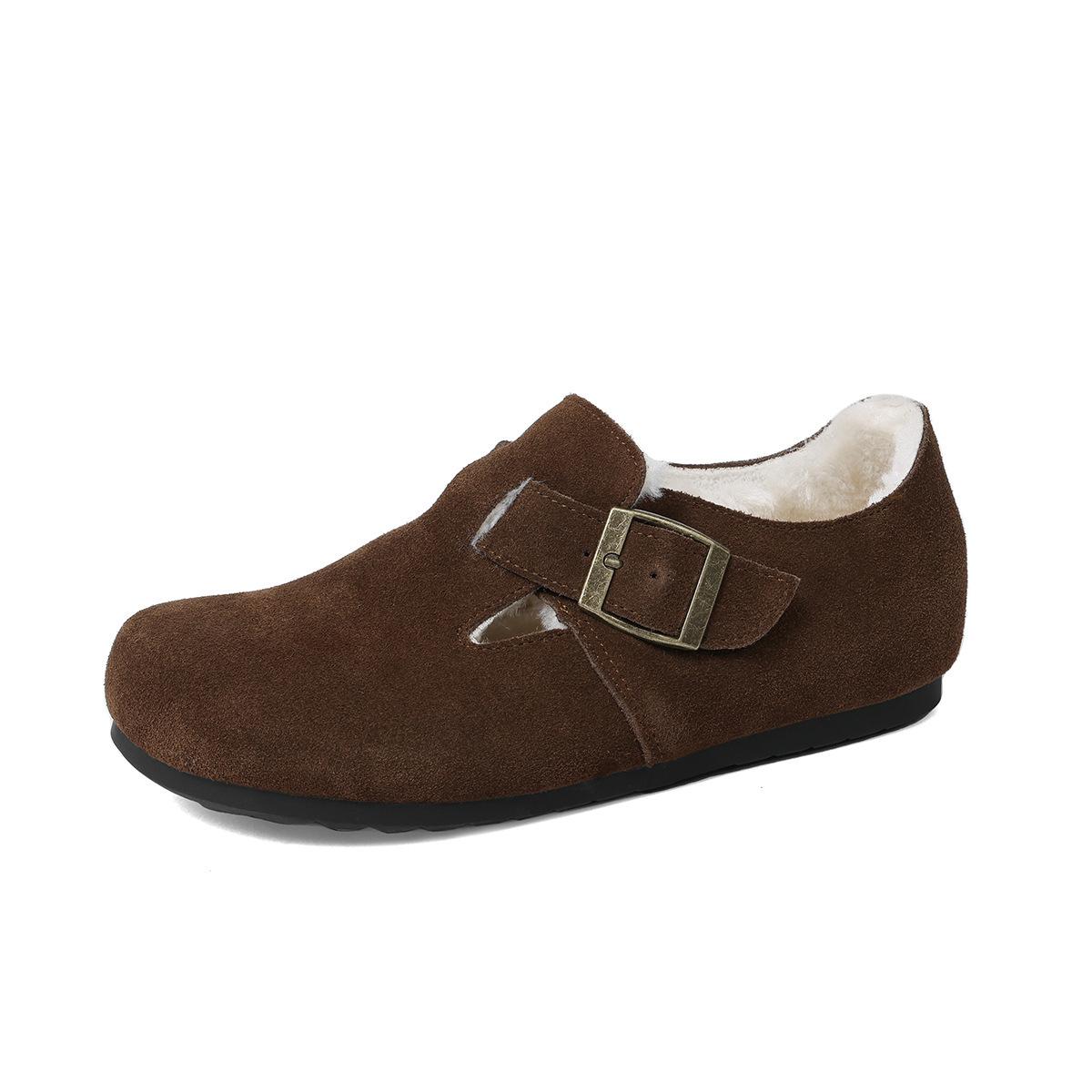 Ретро все включено Birkenstocks женские бархатные утепленные снегоступы новая зимняя женская обувь Doudou пушистые ботинки хлопковые ботинки 40