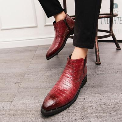 Boot Men PU Black Red Side Zipper European Business Fashion High Quality Formal Boots Gentlemen Social Boots Size 38-46 Men Boot