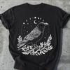 Raven Moon Phases Comfort Colors T-Shirt: Gothic Celestial Tee Graphic T Shirts Retro Streetwear Short-sleeved Men's T-shirt